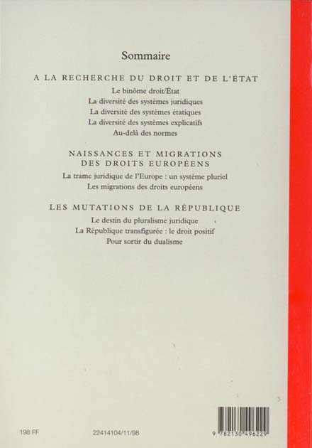 Quatrième de couverture de « INTRODUCTION HISTORIQUE AU DROIT »