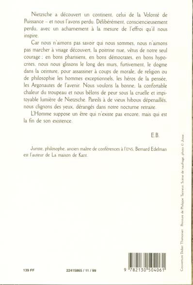 Quatrième de couverture de « NIETZSCHE. UN CONTINENT PERDU »