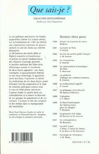 Quatrième de couverture de « VIE POLITIQUE ET SOCIETE AMERICAINES »