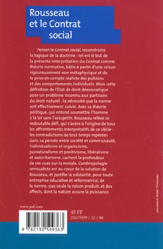 Quatrième de couverture de « ROUSSEAU ET LE CONTRAT SOCIAL »