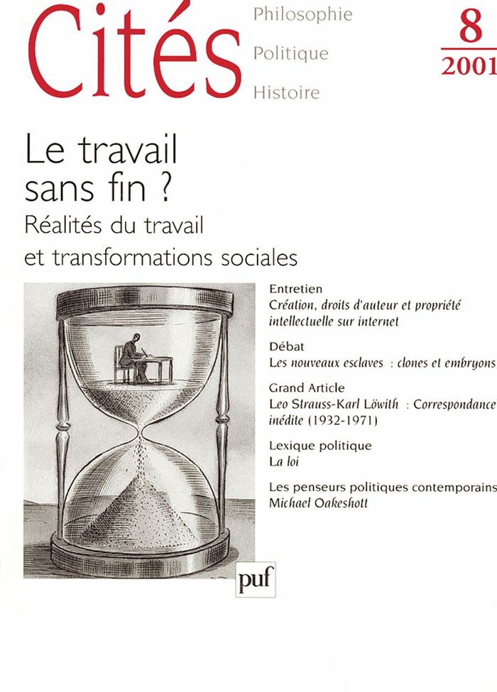 Couverture du livre « CITES 2001, N  08 - LE TRAVAIL SANS FIN ? REALITES DU TRAVAIL ET TRANSFORMATIONS » de Xxx, librairie Les Contes Infusés à Corte