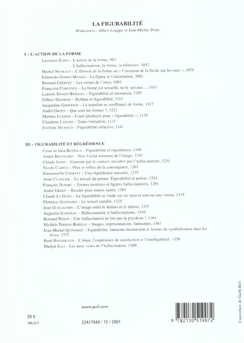 Quatrième de couverture de « RFP 2001, T. 65, N 4 (CONGRES) - LA FIGURABILITE »