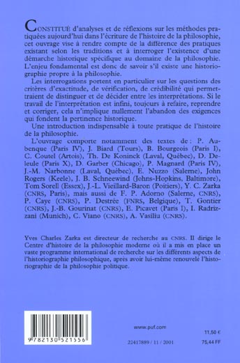 Quatrième de couverture de « COMMENT ECRIRE L'HISTOIRE DE LA PHILOSOPHIE ? »