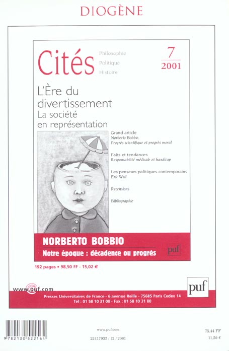 Quatrième de couverture de « DIOGENE 2001, N 196 - RETOUR VERS LE FUTUR : SUPPORTS ANCIENS ET MODERNES DE LA CO »