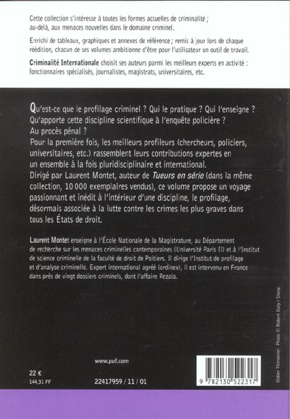 Quatrième de couverture de « PROFILEURS - SPECIALISATION OU PROFESSIONNALISATION ? »