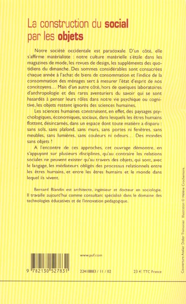 Quatrième de couverture de « LA CONSTRUCTION DU SOCIAL PAR LES OBJETS »