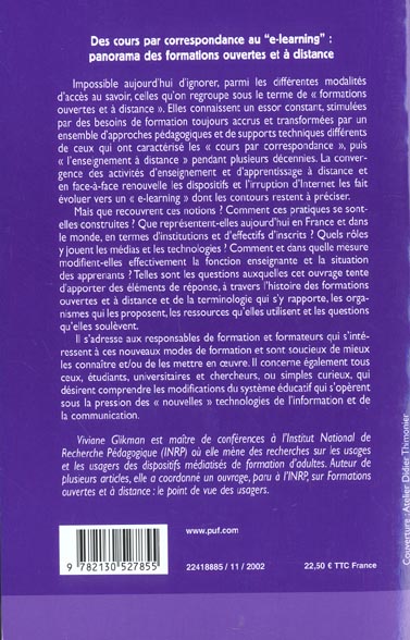 Quatrième de couverture de « DES COURS PAR CORRESPONDANCE AU  E-LEARNING »