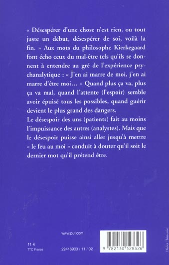 Quatrième de couverture de « LE TEMPS DU DESESPOIR »