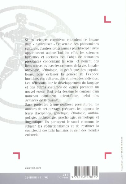Quatrième de couverture de « UNE INTRODUCTION AUX SCIENCES DE LA CULTURE »