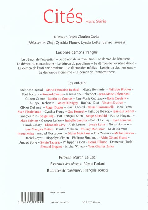Quatrième de couverture de « CITES 2002 - HORS SERIE - LA FRANCE ET SES DEMONS »