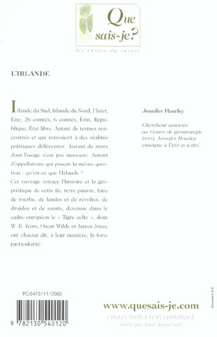 Quatrième de couverture de « L'IRLANDE »