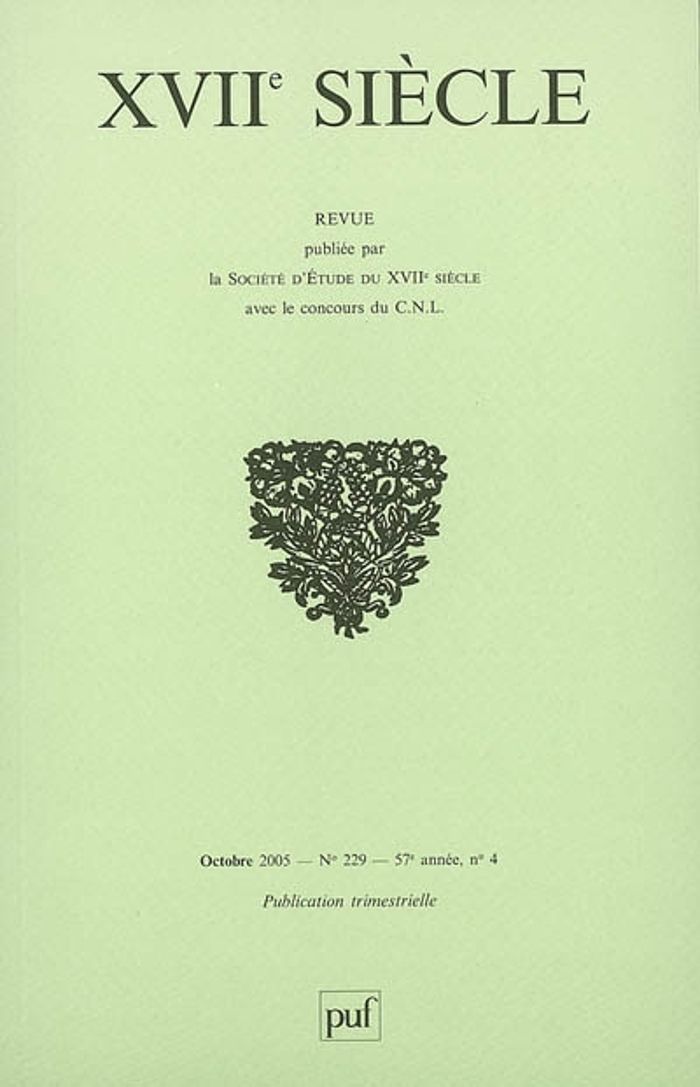 Couverture du livre « XVIIE SIECLE 2005, N  229 » de Xxx, librairie Les Contes Infusés à Corte