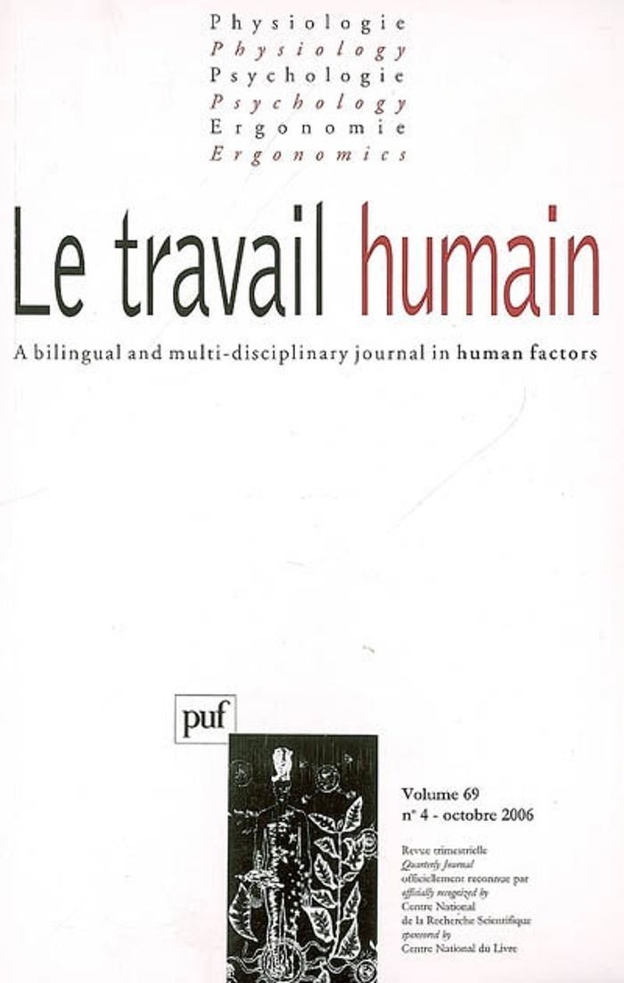 Couverture du livre « TRAVAIL HUMAIN 2006, VOL. 69 (4) » de Xxx, librairie Les Contes Infusés à Corte