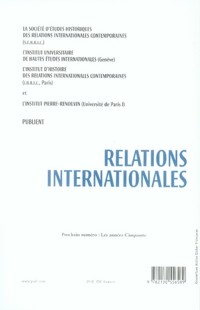 Quatrième de couverture de « RELATIONS INTERNATIONALES 2006, N 128 - LES NATIONS-UNIES D'HIER A DEMAIN - 2 »