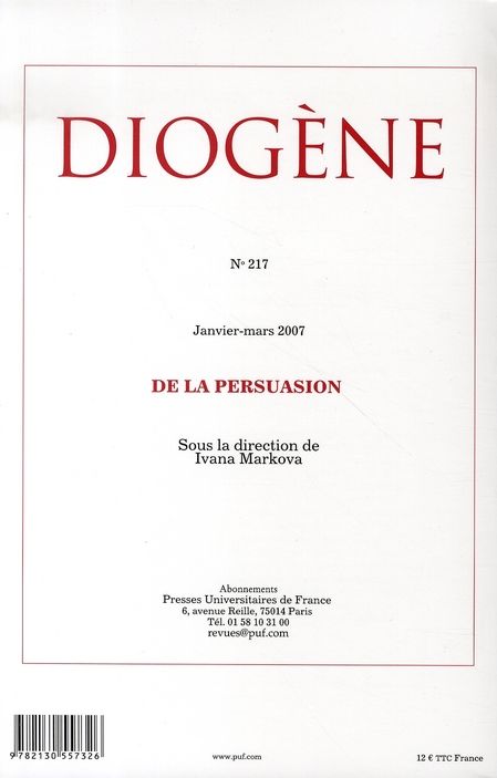Quatrième de couverture de « DIOGENE 2006, N 216 - D'UN MONDE A L'AUTRE »
