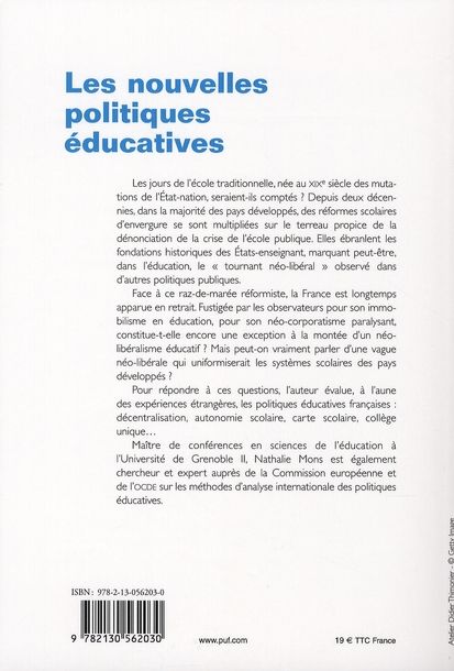 Quatrième de couverture de « LES NOUVELLES POLITIQUES EDUCATIVES - LA FRANCE FAIT-ELLE LES BONS CHOIX ? »