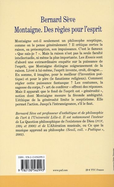 Quatrième de couverture de « MONTAIGNE. DES REGLES POUR L'ESPRIT »