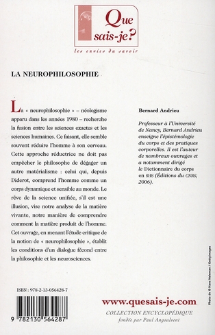 Quatrième de couverture de « LA NEUROPHILOSOPHIE »