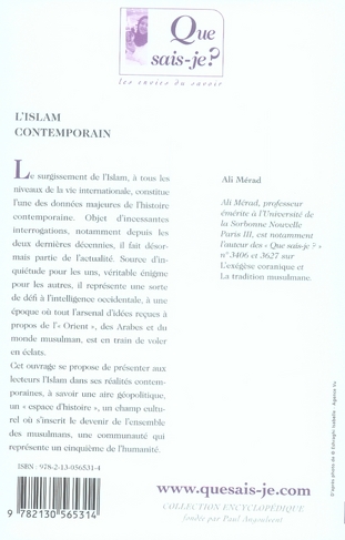 Quatrième de couverture de « L'ISLAM CONTEMPORAIN »