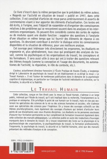 Quatrième de couverture de « REPERES POUR L'ANALYSE DE L'ACTIVITE EN ERGONOMIE »