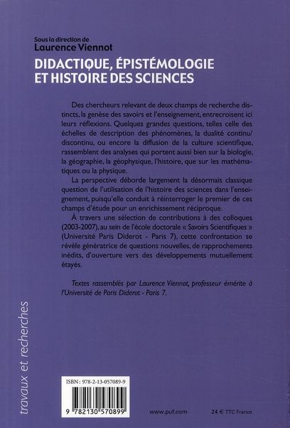Quatrième de couverture de « DIDACTIQUE, EPISTEMOLOGIE ET HISTOIRE DES SCIENCES - PENSER L'ENSEIGNEMENT »