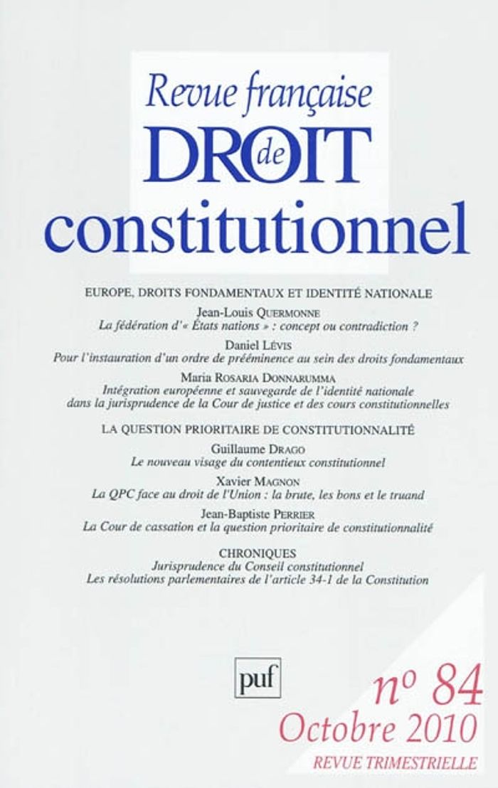 Couverture du livre « RFDC 2010, N 84 » de Xxx, librairie Les Contes Infusés à Corte