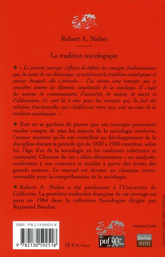 Quatrième de couverture de « LA TRADITION SOCIOLOGIQUE »