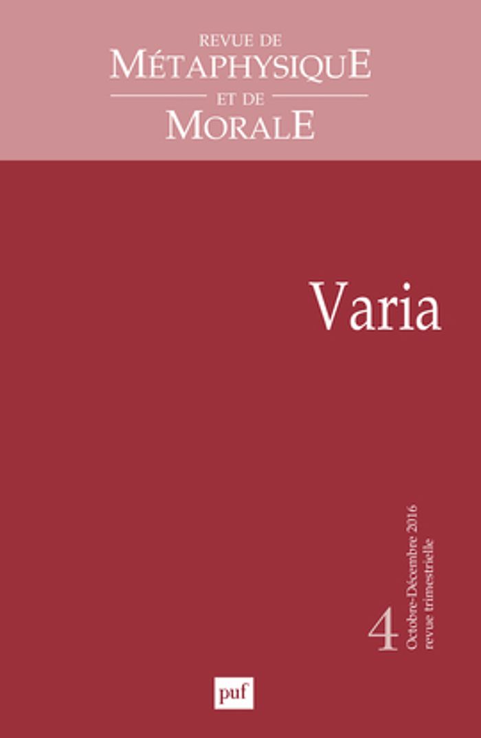 Couverture du livre « RMM 2016, N  4 - VARIA » de Xxx, librairie Les Contes Infusés à Corte