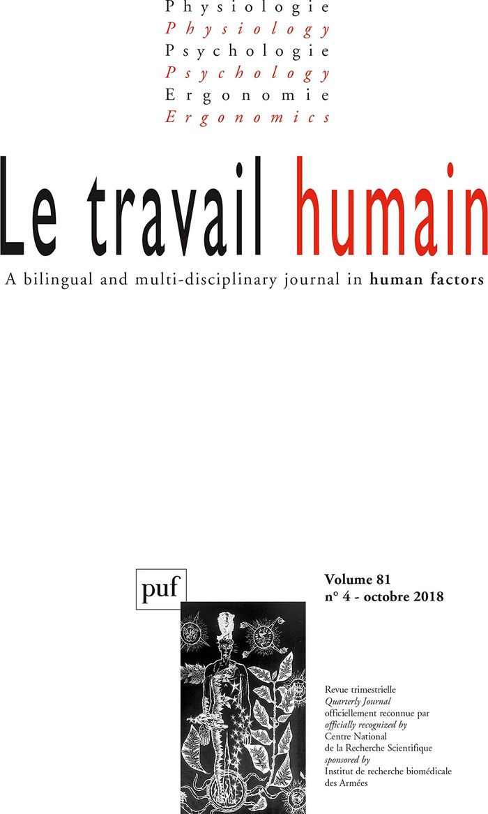 Couverture du livre « TRAVAIL HUMAIN 2018, VOL. 81 (4) - VARIA » de Xxx, librairie Les Contes Infusés à Corte