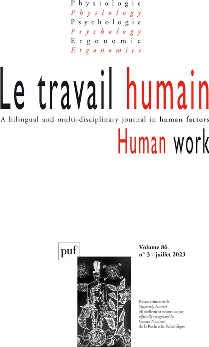 Couverture du livre « LE TRAVAIL HUMAIN 2023, VOL. 86 (3) - VARIA » de Xxx, librairie Les Contes Infusés à Corte