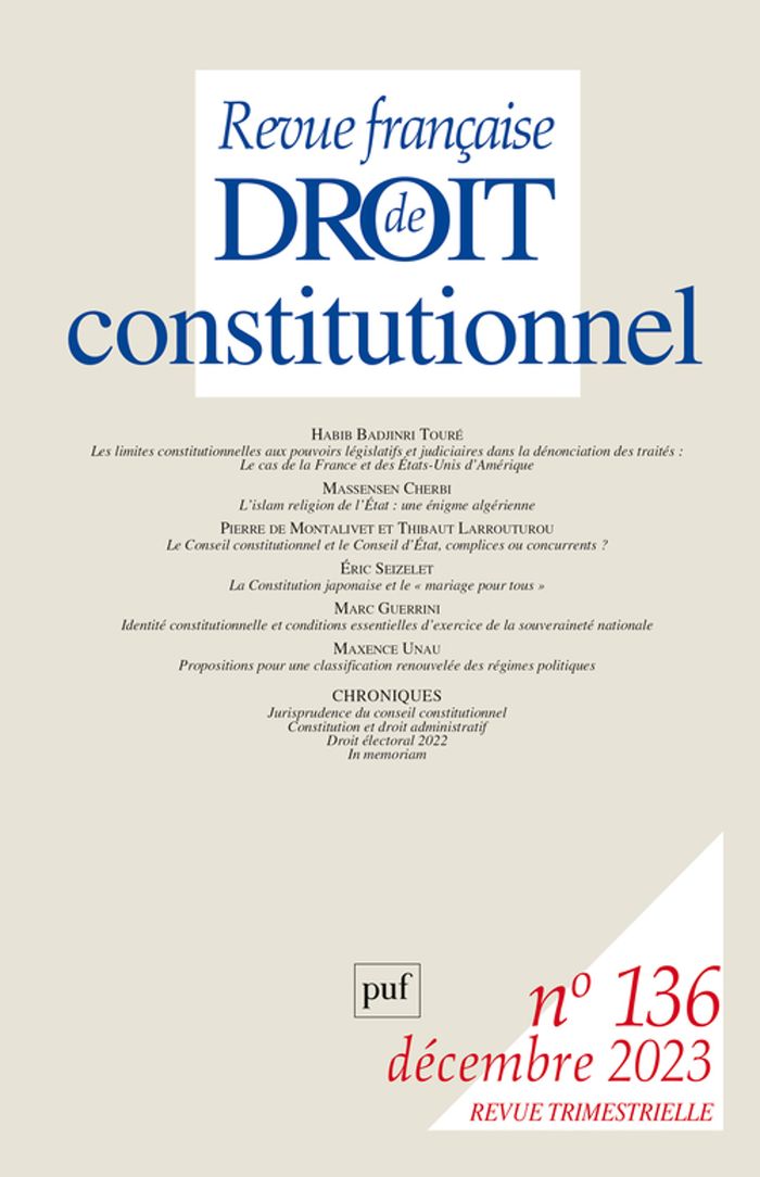 Couverture du livre « RFDC 2023, N 136 - VARIA » de Xxx, librairie Les Contes Infusés à Corte