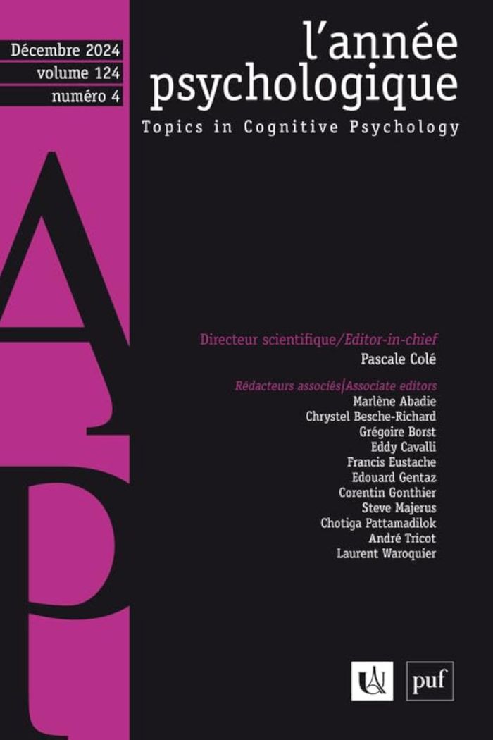 Couverture du livre « ANNEE PSYCHOLOGIQUE 124-4 - VARIA » de Xxx, librairie Les Contes Infusés à Corte