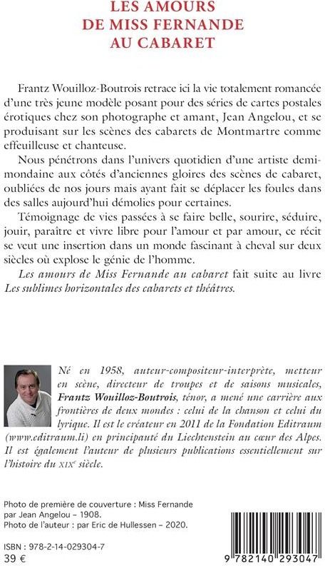 Quatrième de couverture de « LES AMOURS DE MISS FERNANDE AU CABARET »