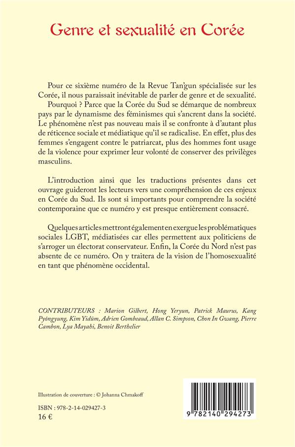 Quatrième de couverture de « GENRE ET SEXUALITE EN COREE - VOL06 - EDITION BILINGUE »
