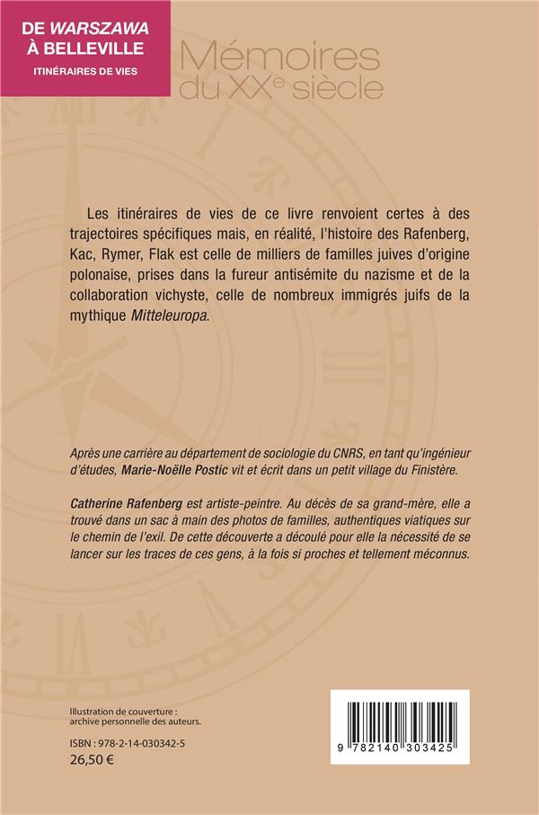 Quatrième de couverture de « DE <I>WARSZAWA</I> A BELLEVILLE - ITINERAIRES DE VIES »