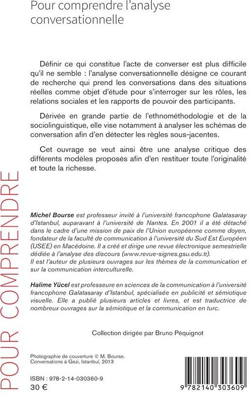 Quatrième de couverture de « POUR COMPRENDRE L'ANALYSE CONVERSATIONNELLE »