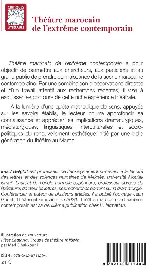 Quatrième de couverture de « THEATRE MAROCAIN DE L'EXTREME CONTEMPORAIN »