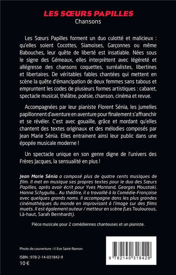 Quatrième de couverture de « LES SOEURS PAPILLES - CHANSONS »