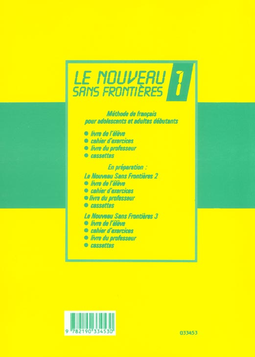 Quatrième de couverture de « LE NOUVEAU SANS FRONTIERES 1CAHIER D'EXERCICES »