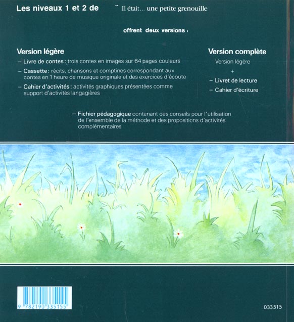 Quatrième de couverture de « IL ETAIT...UNE PETITE GRENOUILLE 2LIVRE DE L'ELEVE »