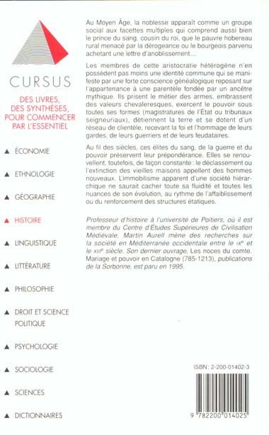 Quatrième de couverture de « LA NOBLESSE EN OCCIDENT (VE-XVE SIECLE) »