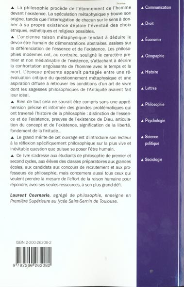 Quatrième de couverture de « L'EXISTENCE »