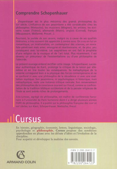 Quatrième de couverture de « COMPRENDRE SCHOPENHAUER »