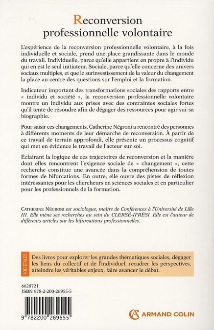 Quatrième de couverture de « RECONVERSION PROFESSIONNELLE VOLONTAIRE »