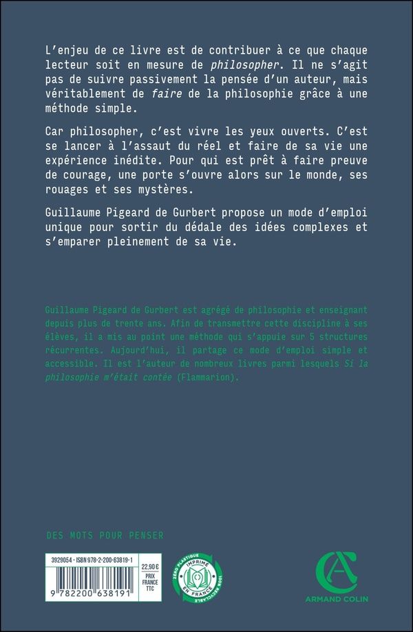 Quatrième de couverture de « Philosopher mode d'emploi : les 5 structures élémentaires de la philosophie »