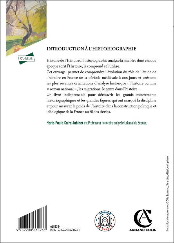 Quatrième de couverture de « Introduction à l'historiographie »