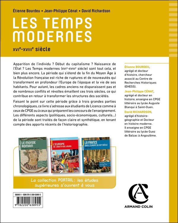 Quatrième de couverture de « Les temps modernes : cours complet, méthodologie, atlas en couleur »