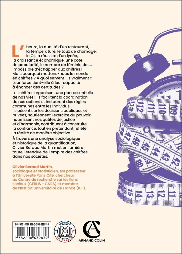 Quatrième de couverture de « L'empire des chiffres : une sociologie de la quantification »
