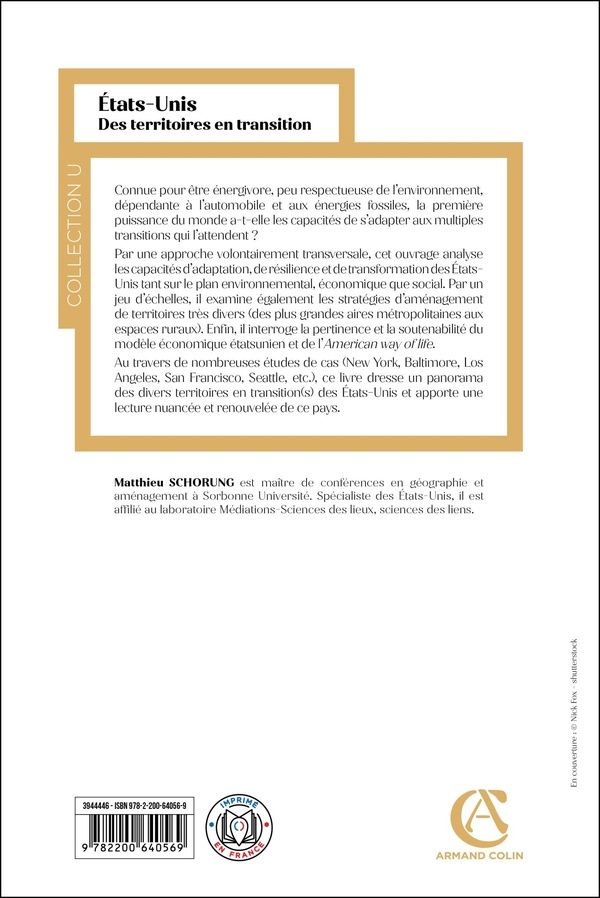 Quatrième de couverture de « ETATS-UNIS - DES TERRITOIRES EN TRANSITION »