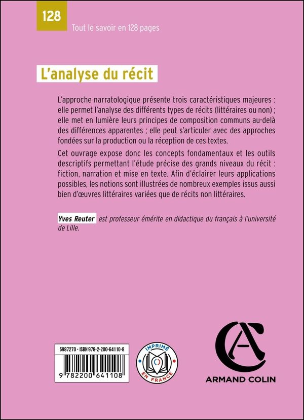 Quatrième de couverture de « L'analyse du récit »
